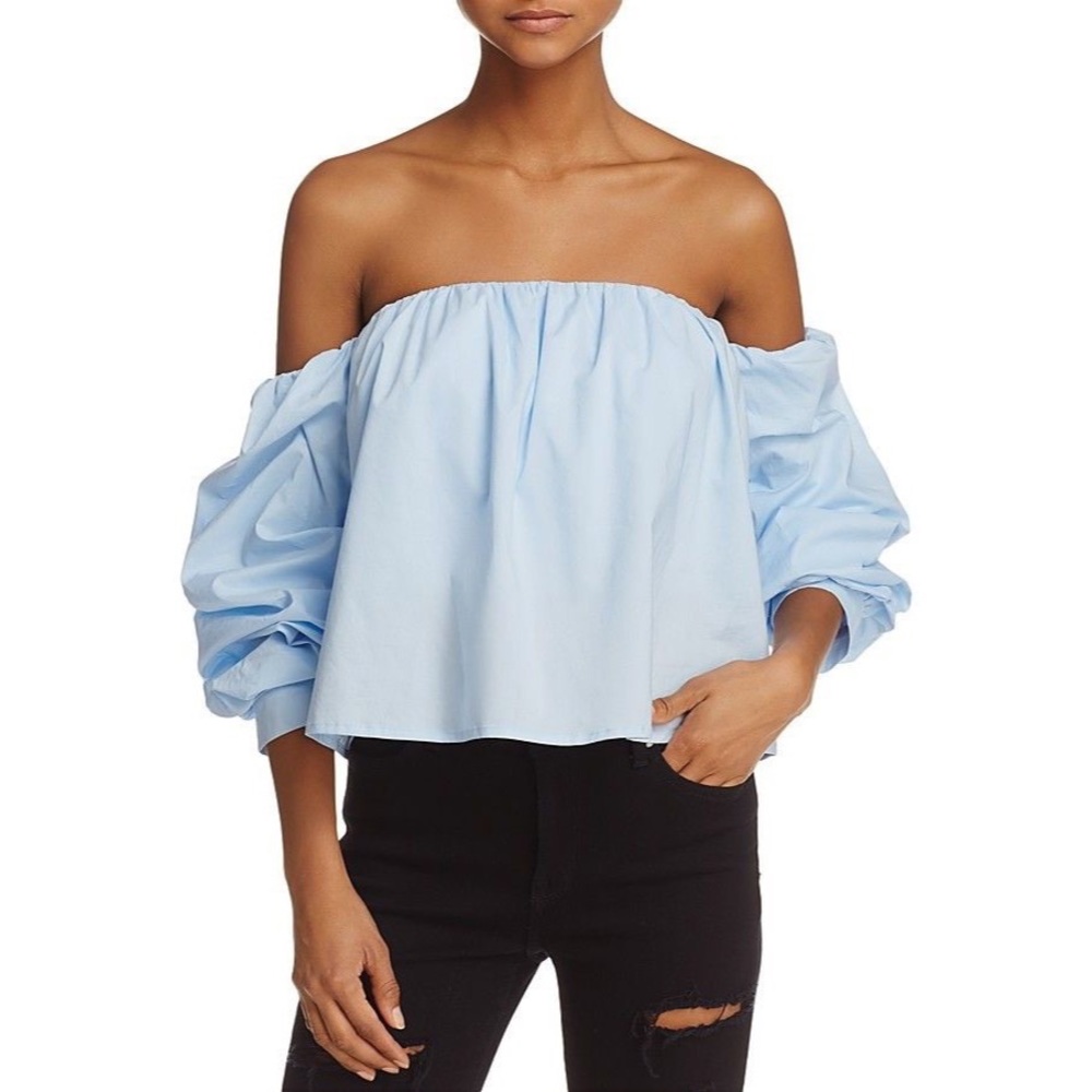 NWT Aqua Off the Shoulder Ruffled Crop Top
